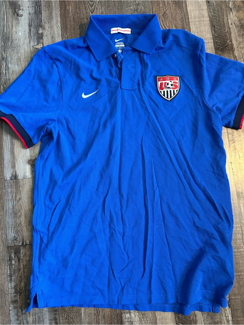 Nike Blue US Soccer Polo with Red Trim